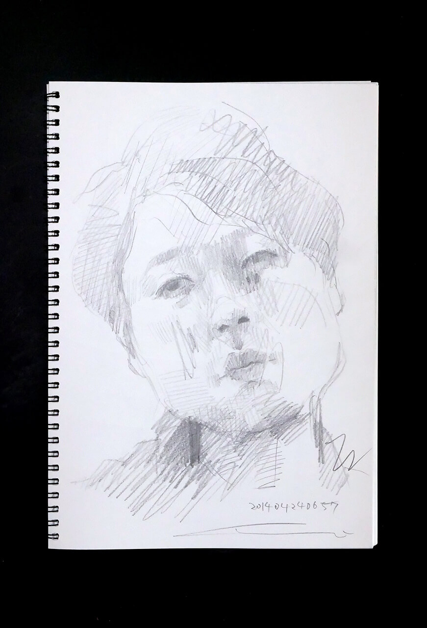 Contemporary artist SHINTAKU Tomoni's 2014/4/24 Self-portrait or pencil drawing