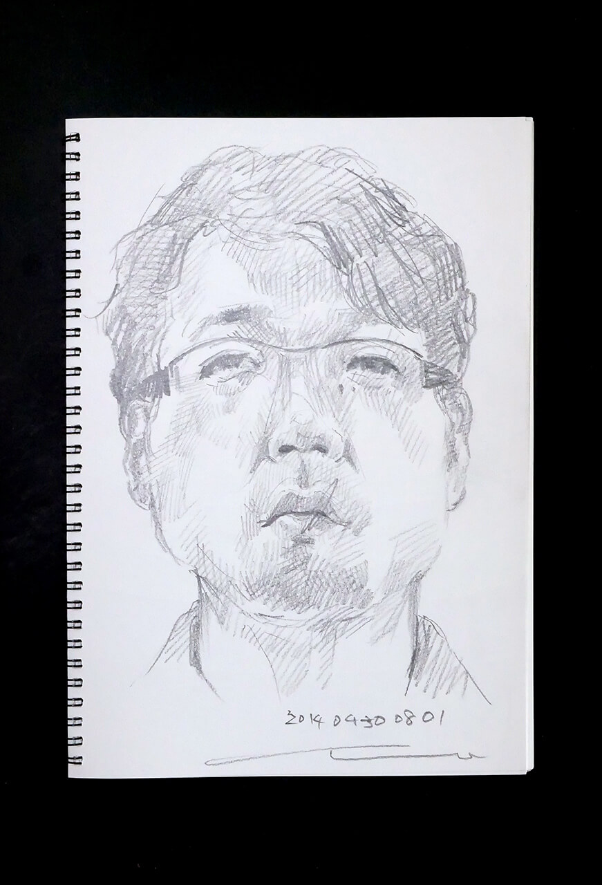 Contemporary artist SHINTAKU Tomoni's 2014/4/30 Self-portrait or pencil drawing