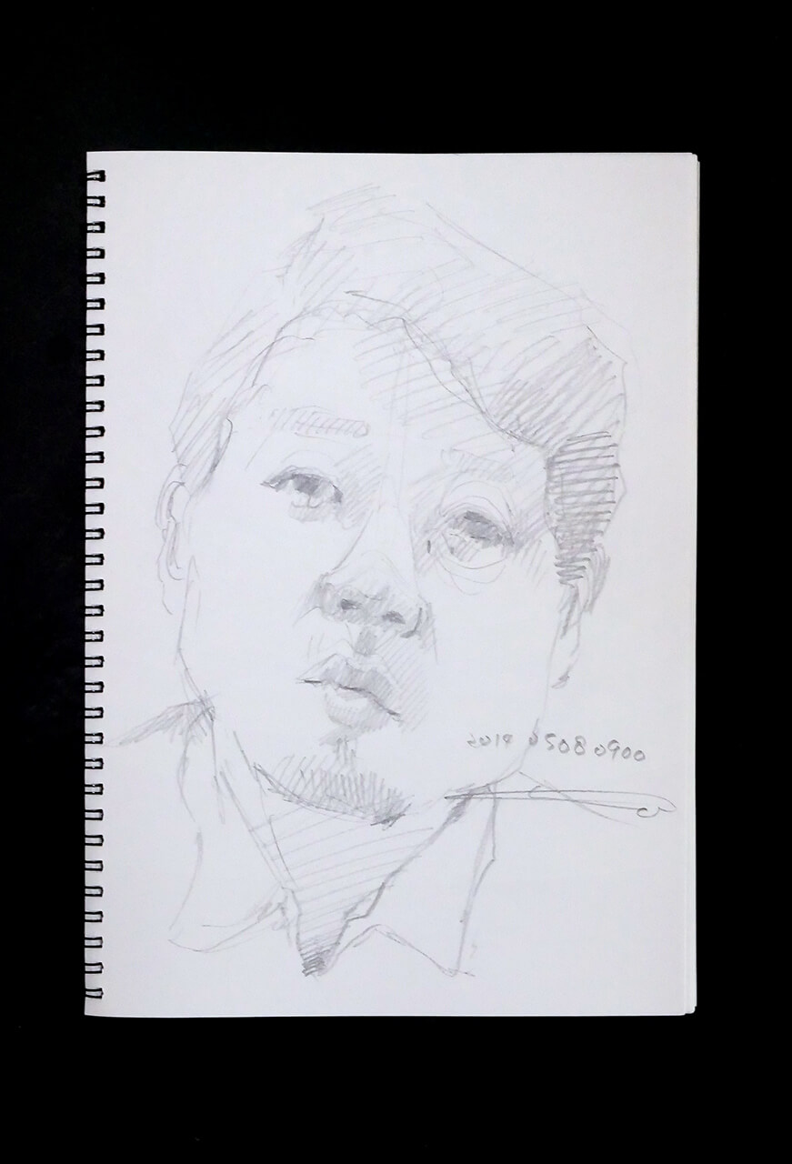 Contemporary artist SHINTAKU Tomoni's 2014/5/8 Self-portrait or pencil drawing