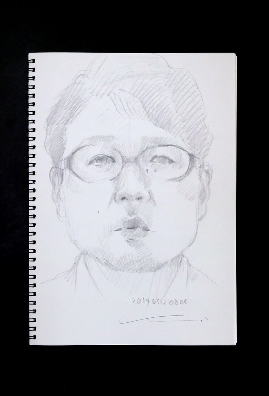 Contemporary artist SHINTAKU Tomoni's 2014/5/12 Self-portrait or pencil drawing