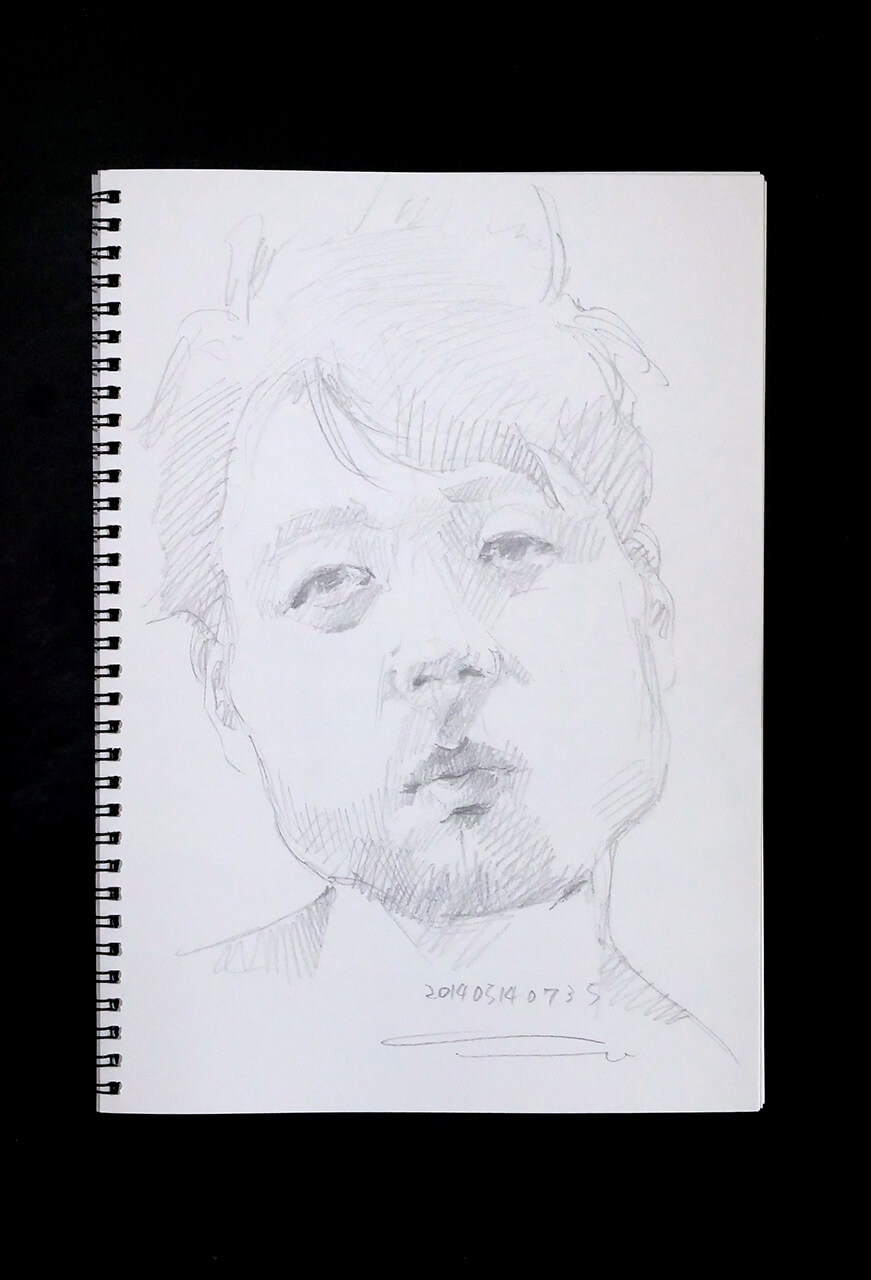 Contemporary artist SHINTAKU Tomoni's 2014/5/14 Self-portrait or pencil drawing