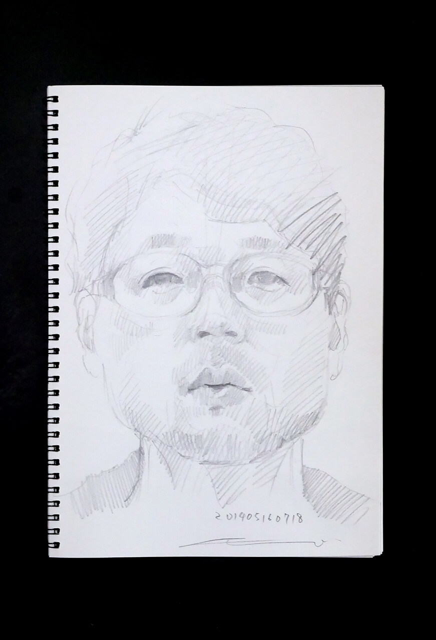 Contemporary artist SHINTAKU Tomoni's 2014/5/16 Self-portrait or pencil drawing