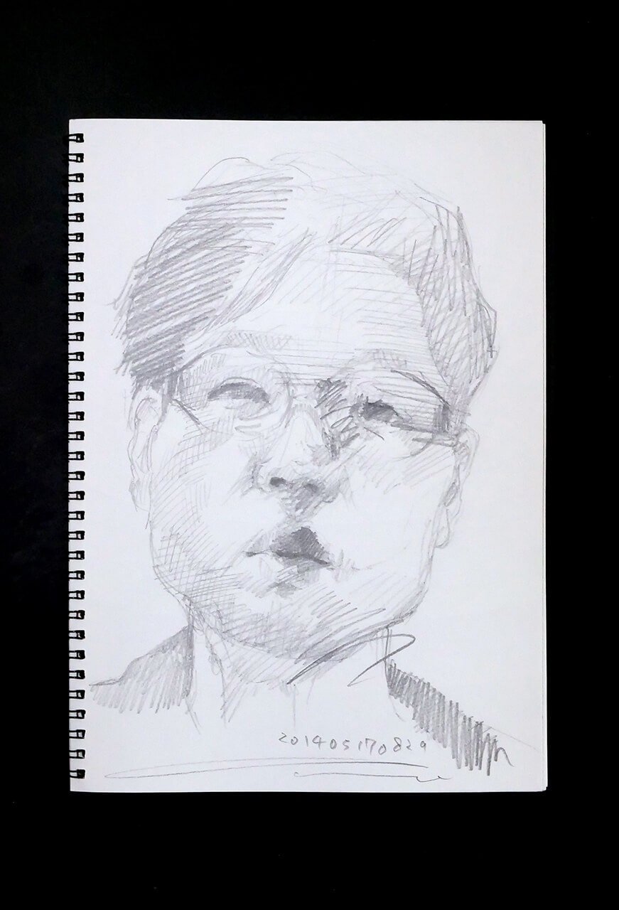 Contemporary artist SHINTAKU Tomoni's 2014/5/17 Self-portrait or pencil drawing