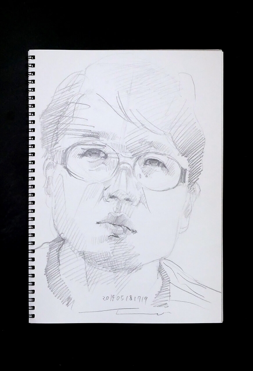 Contemporary artist SHINTAKU Tomoni's 2014/5/18 Self-portrait or pencil drawing
