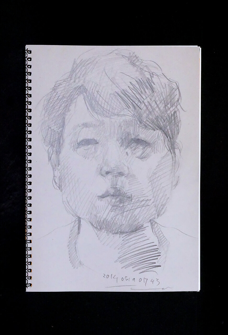 Contemporary artist SHINTAKU Tomoni's 2014/5/19 Self-portrait or pencil drawing