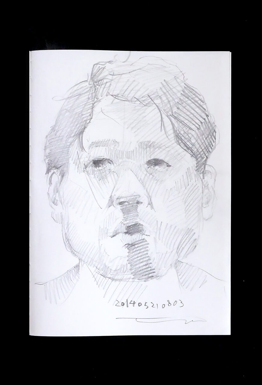 Contemporary artist SHINTAKU Tomoni's 2014/5/21 Self-portrait or pencil drawing