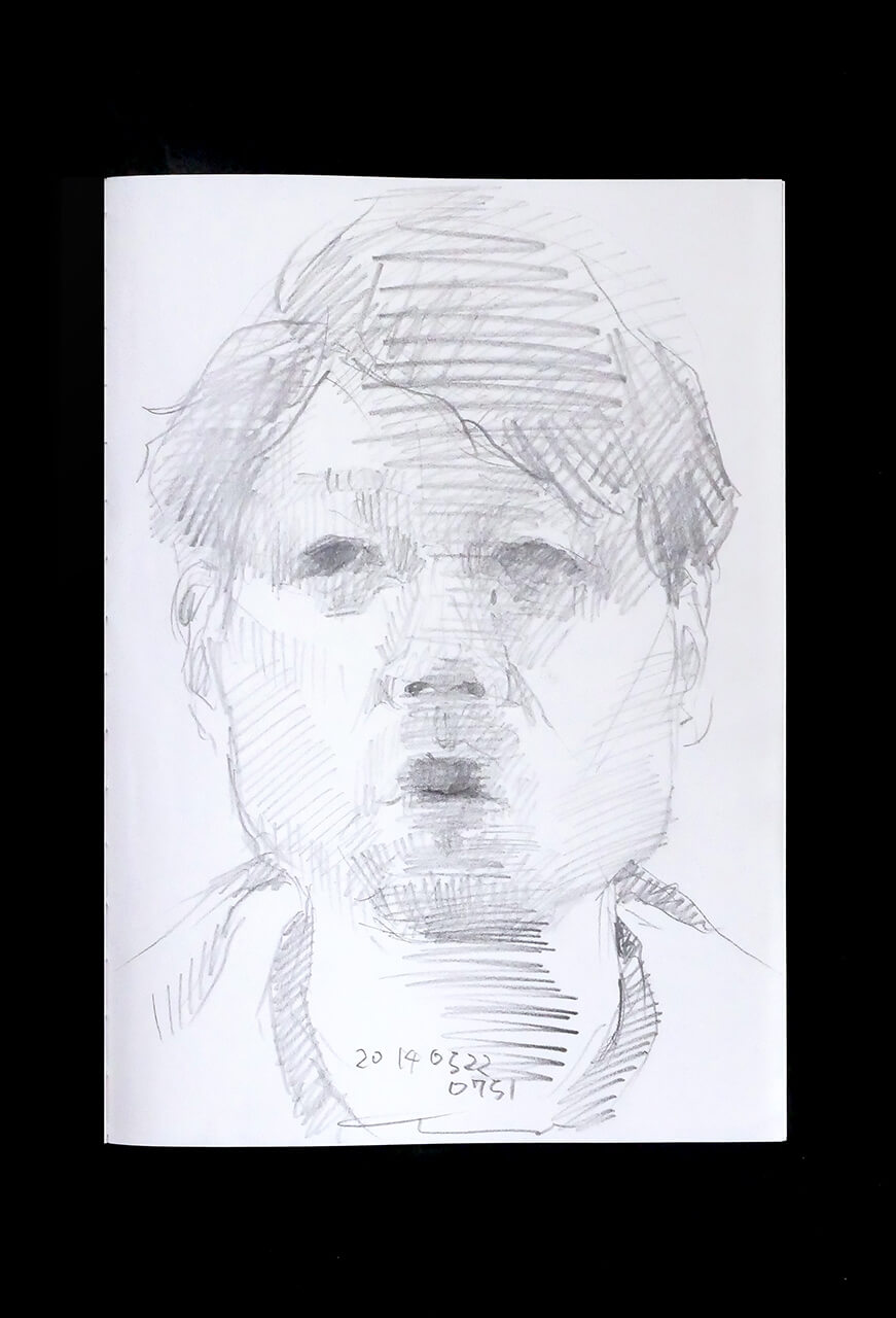 Contemporary artist SHINTAKU Tomoni's 2014/5/22 Self-portrait or pencil drawing