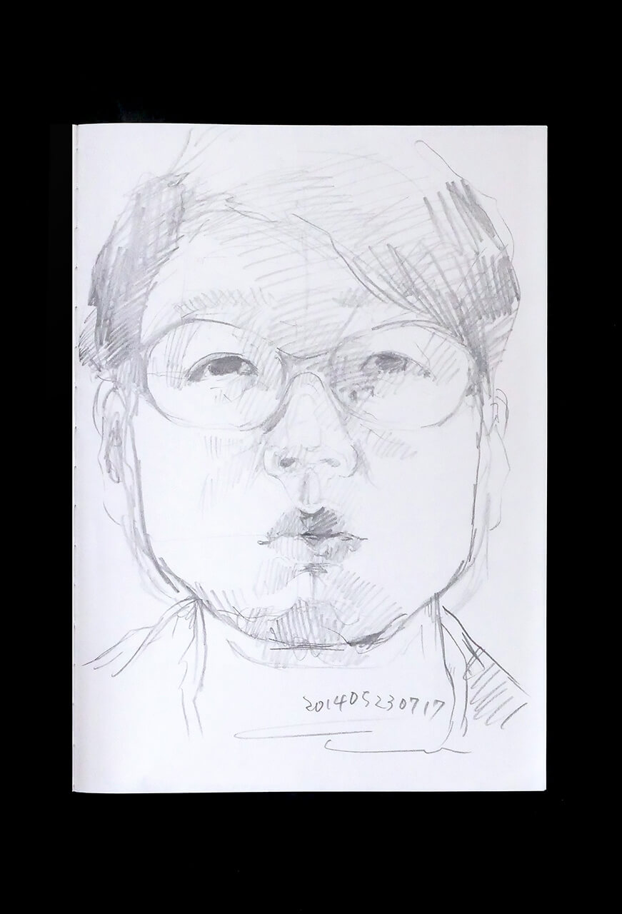 Contemporary artist SHINTAKU Tomoni's 2014/5/23 Self-portrait or pencil drawing