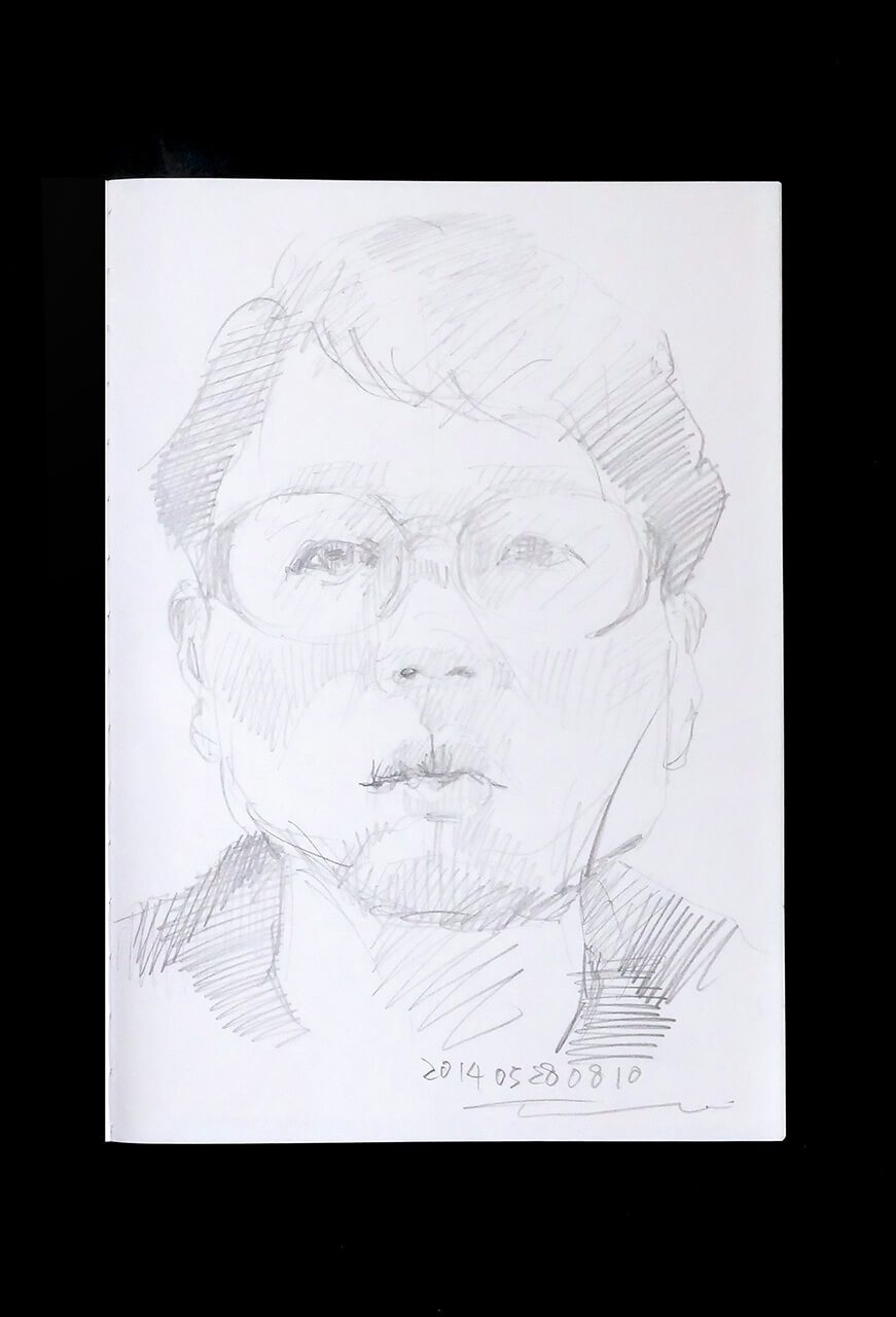 Contemporary artist SHINTAKU Tomoni's 2014/5/28 Self-portrait or pencil drawing