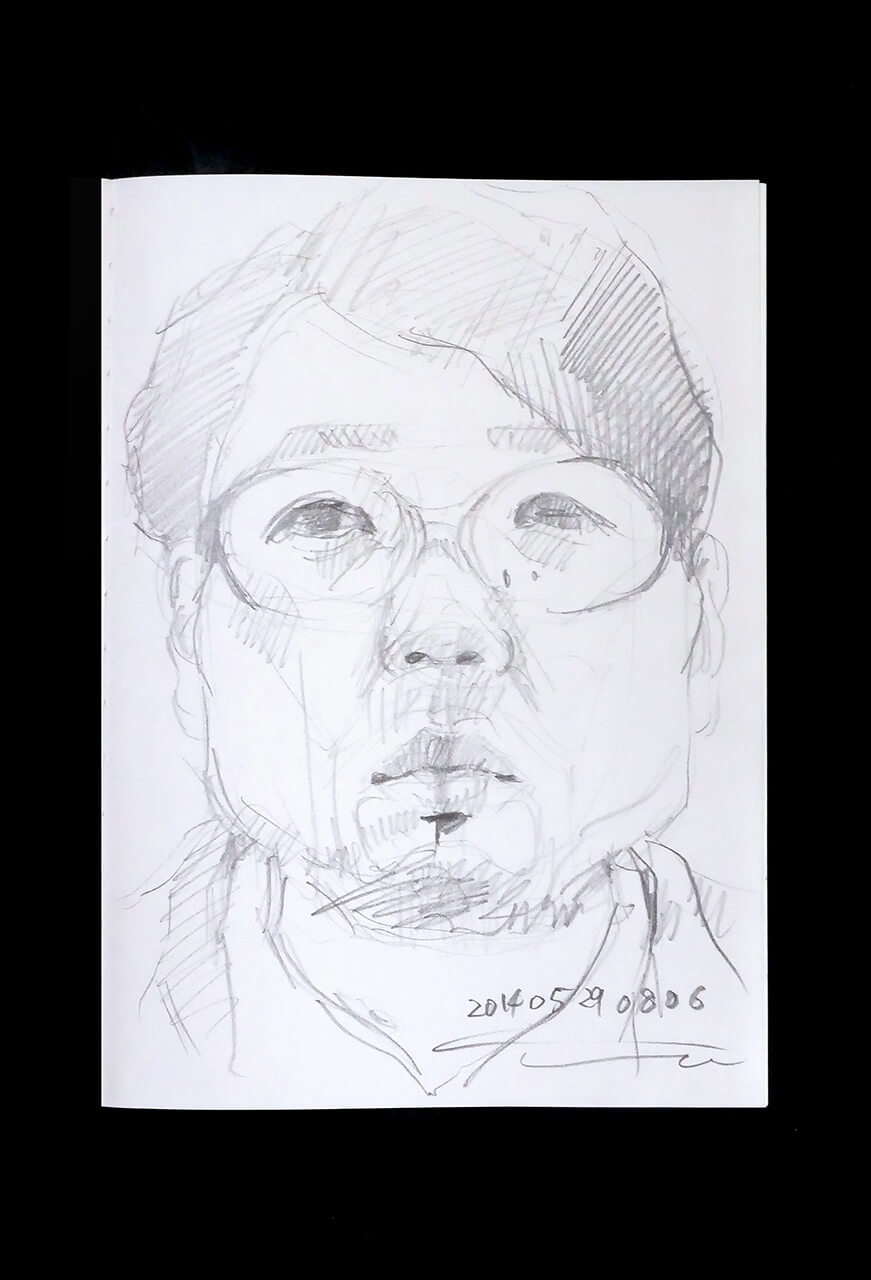 Contemporary artist SHINTAKU Tomoni's 2014/5/29 Self-portrait or pencil drawing