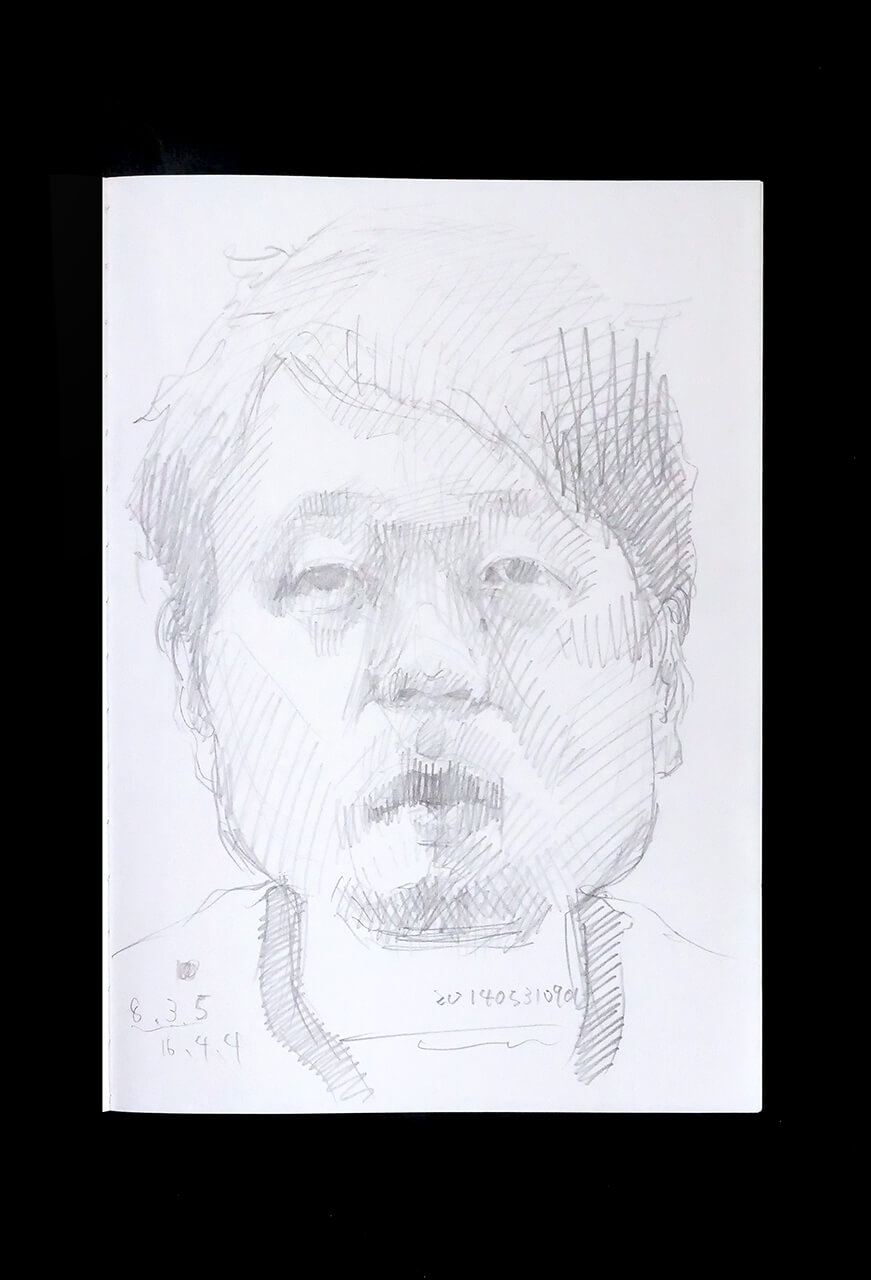 Contemporary artist SHINTAKU Tomoni's 2014/5/31 Self-portrait or pencil drawing