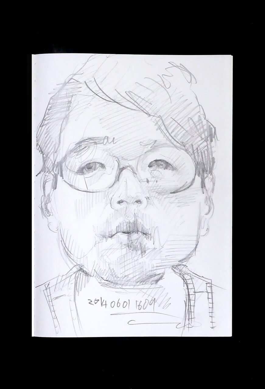 Contemporary artist SHINTAKU Tomoni's 2014/6/1 Self-portrait or pencil drawing