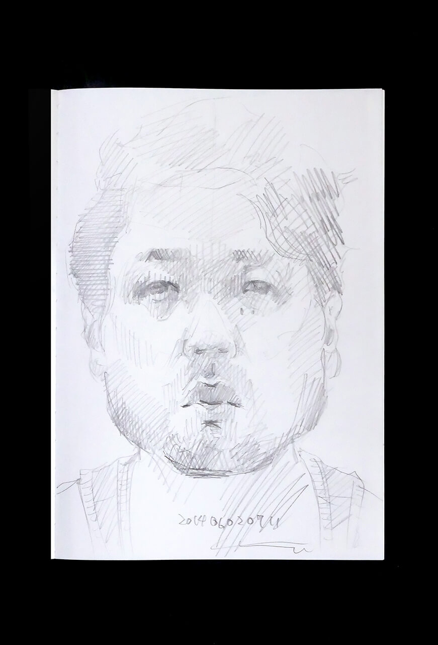 Contemporary artist SHINTAKU Tomoni's 2014/6/2 Self-portrait or pencil drawing