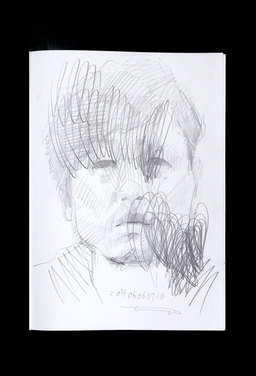 Contemporary artist SHINTAKU Tomoni's 2014/6/6 Self-portrait or pencil drawing