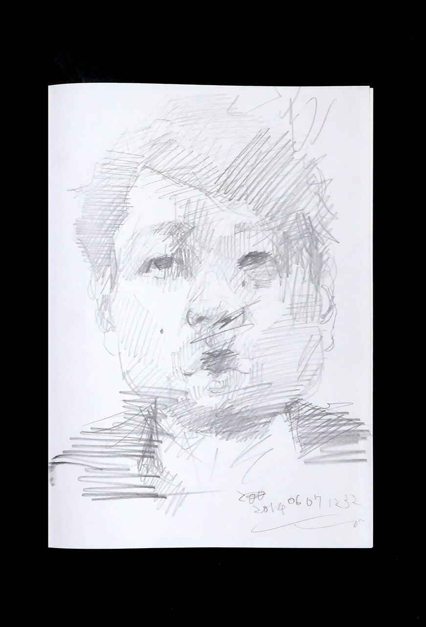 Contemporary artist SHINTAKU Tomoni's 2014/6/7 Self-portrait or pencil drawing