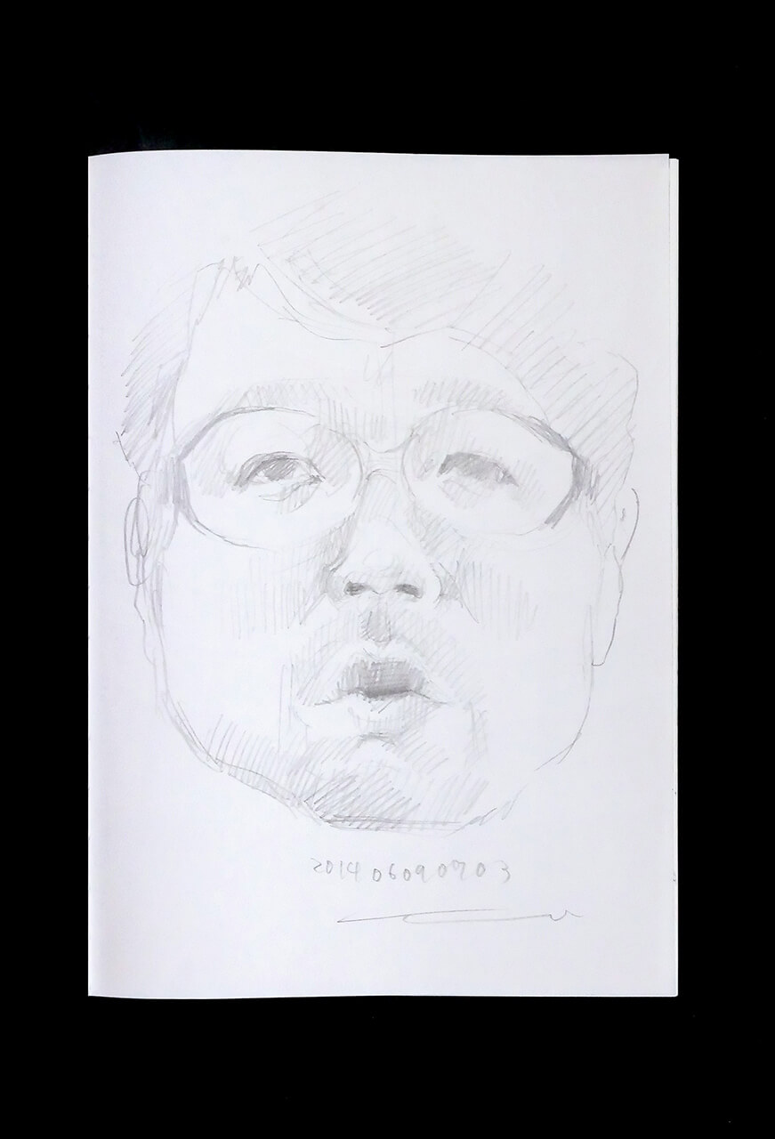 Contemporary artist SHINTAKU Tomoni's 2014/6/9 Self-portrait or pencil drawing