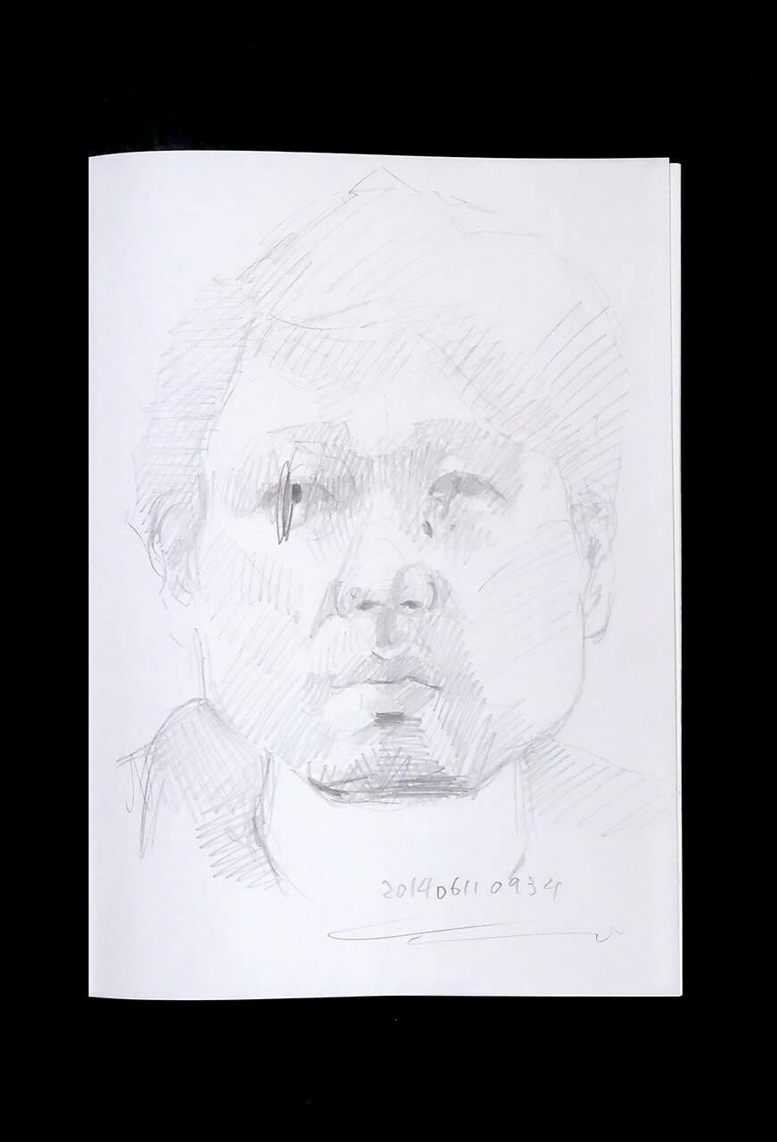 Contemporary artist SHINTAKU Tomoni's 2014/6/11 Self-portrait or pencil drawing