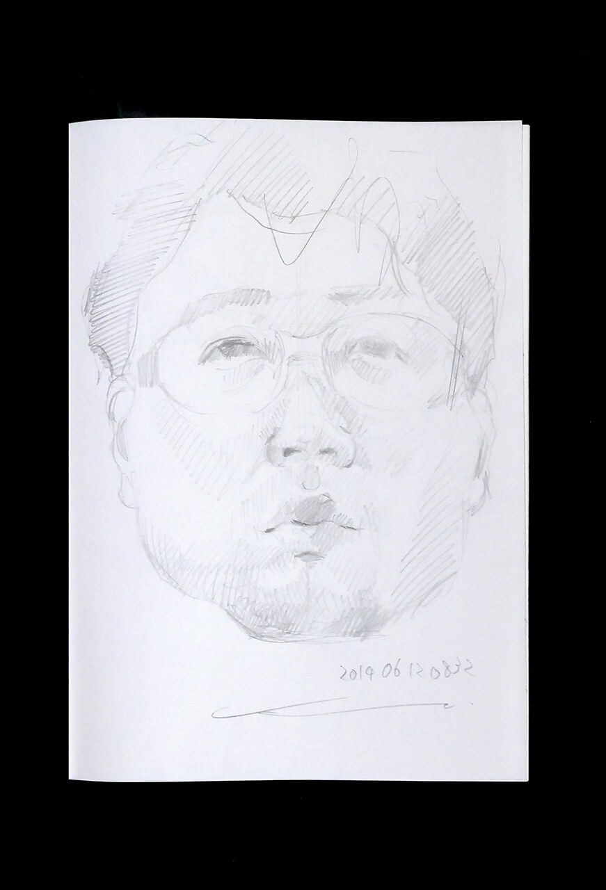 Contemporary artist SHINTAKU Tomoni's 2014/6/12 Self-portrait or pencil drawing