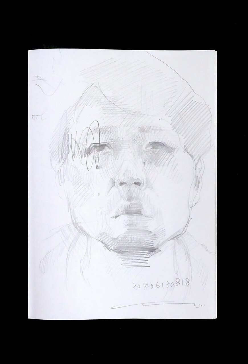 Contemporary artist SHINTAKU Tomoni's 2014/6/13 Self-portrait or pencil drawing