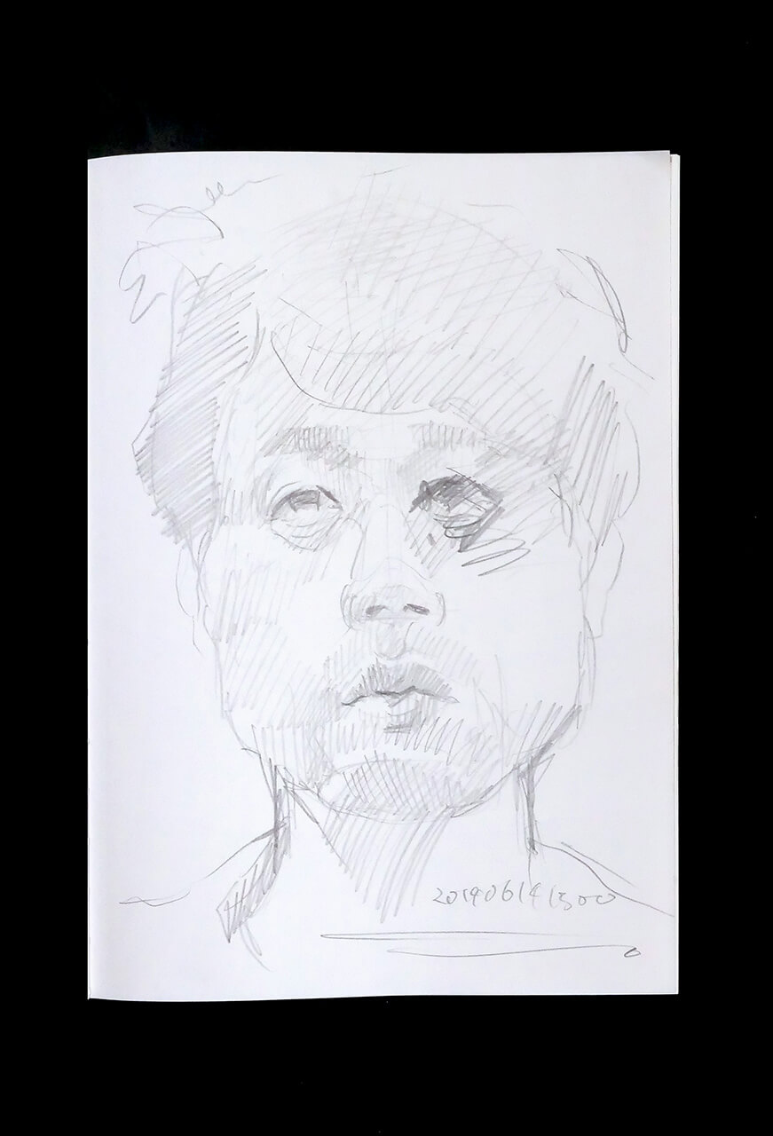 Contemporary artist SHINTAKU Tomoni's 2014/6/14 Self-portrait or pencil drawing