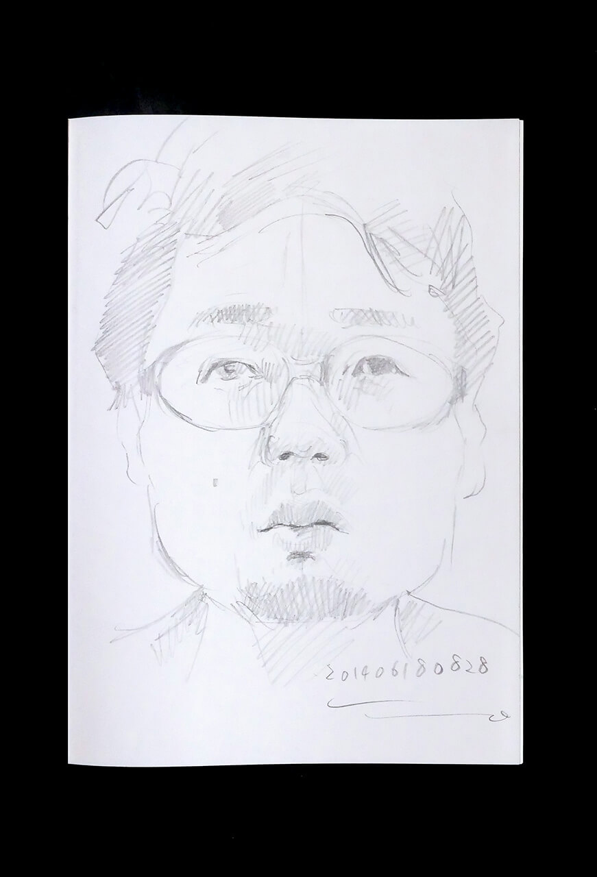 Contemporary artist SHINTAKU Tomoni's 2014/6/18 Self-portrait or pencil drawing