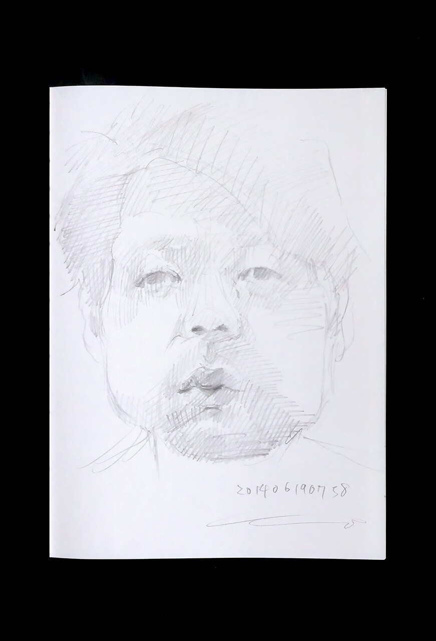 Contemporary artist SHINTAKU Tomoni's 2014/6/19 Self-portrait or pencil drawing