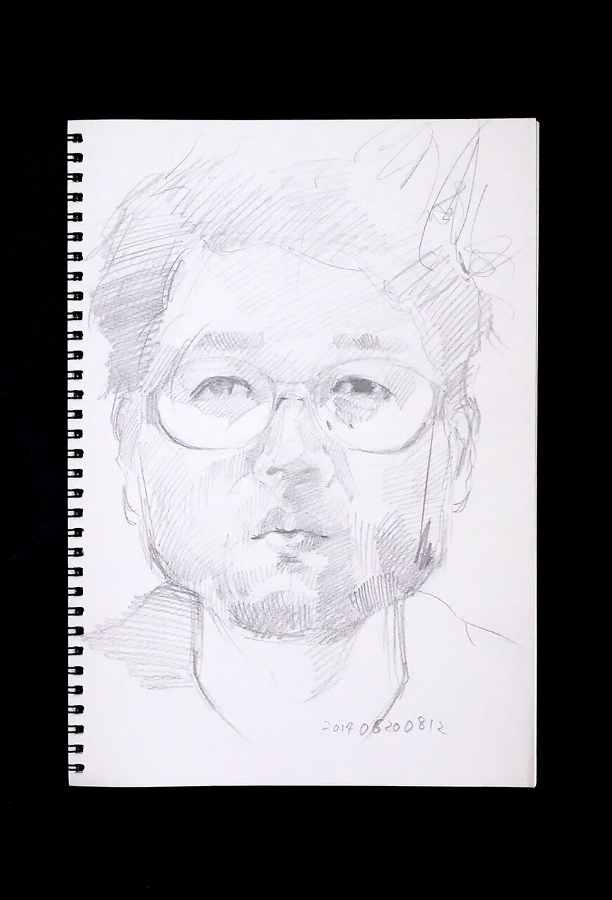 Contemporary artist SHINTAKU Tomoni's 2014/6/20 Self-portrait or pencil drawing