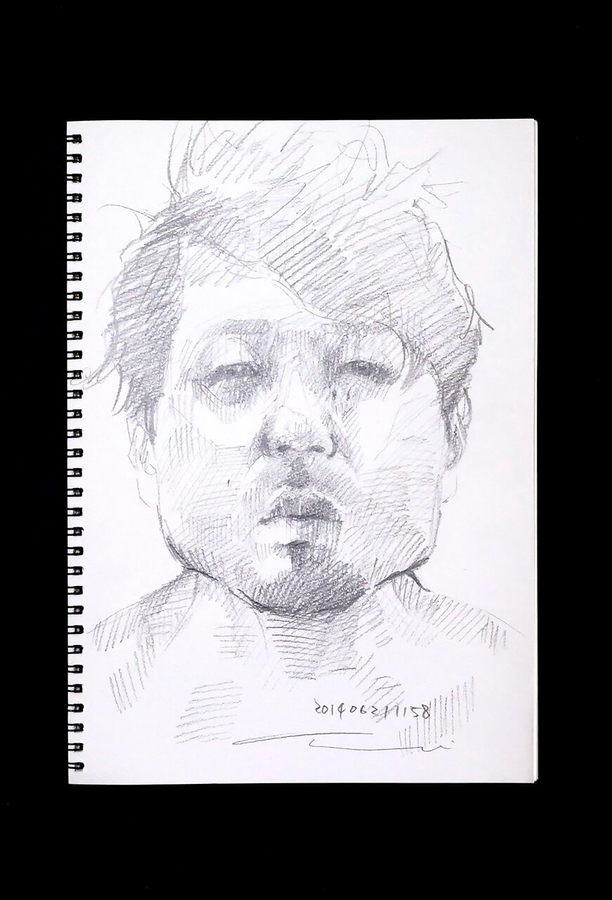 Contemporary artist SHINTAKU Tomoni's 2014/6/21 Self-portrait or pencil drawing