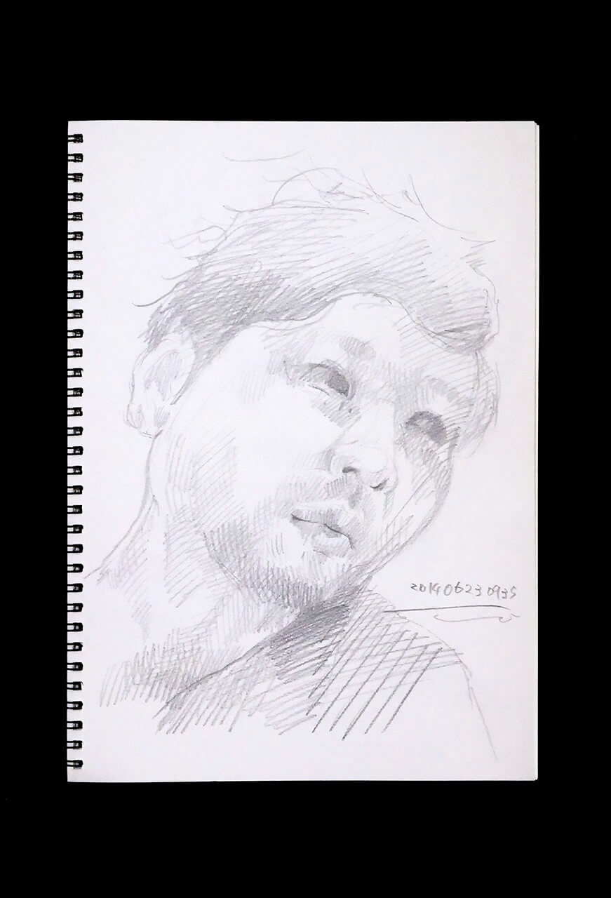 Contemporary artist SHINTAKU Tomoni's 2014/6/23 Self-portrait or pencil drawing