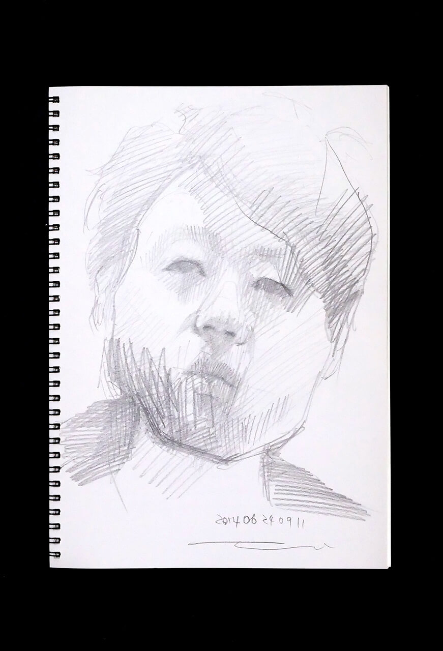 Contemporary artist SHINTAKU Tomoni's 2014/6/24 Self-portrait or pencil drawing