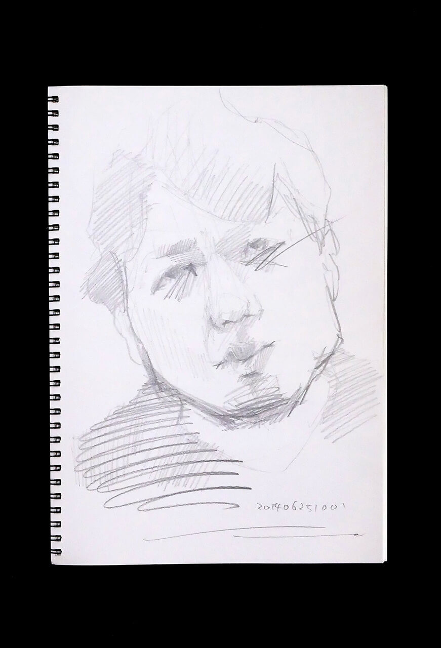 Contemporary artist SHINTAKU Tomoni's 2014/6/25 Self-portrait or pencil drawing