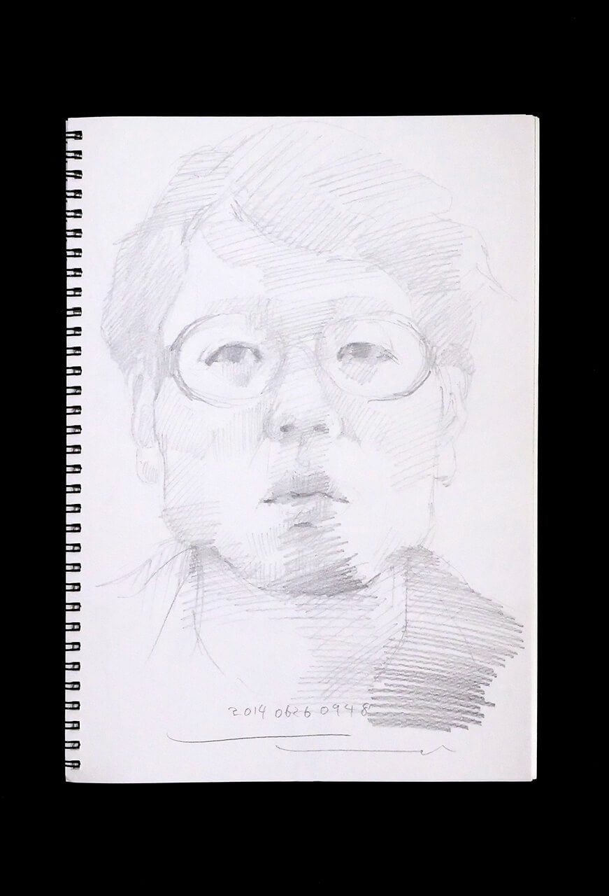 Contemporary artist SHINTAKU Tomoni's 2014/6/26 Self-portrait or pencil drawing