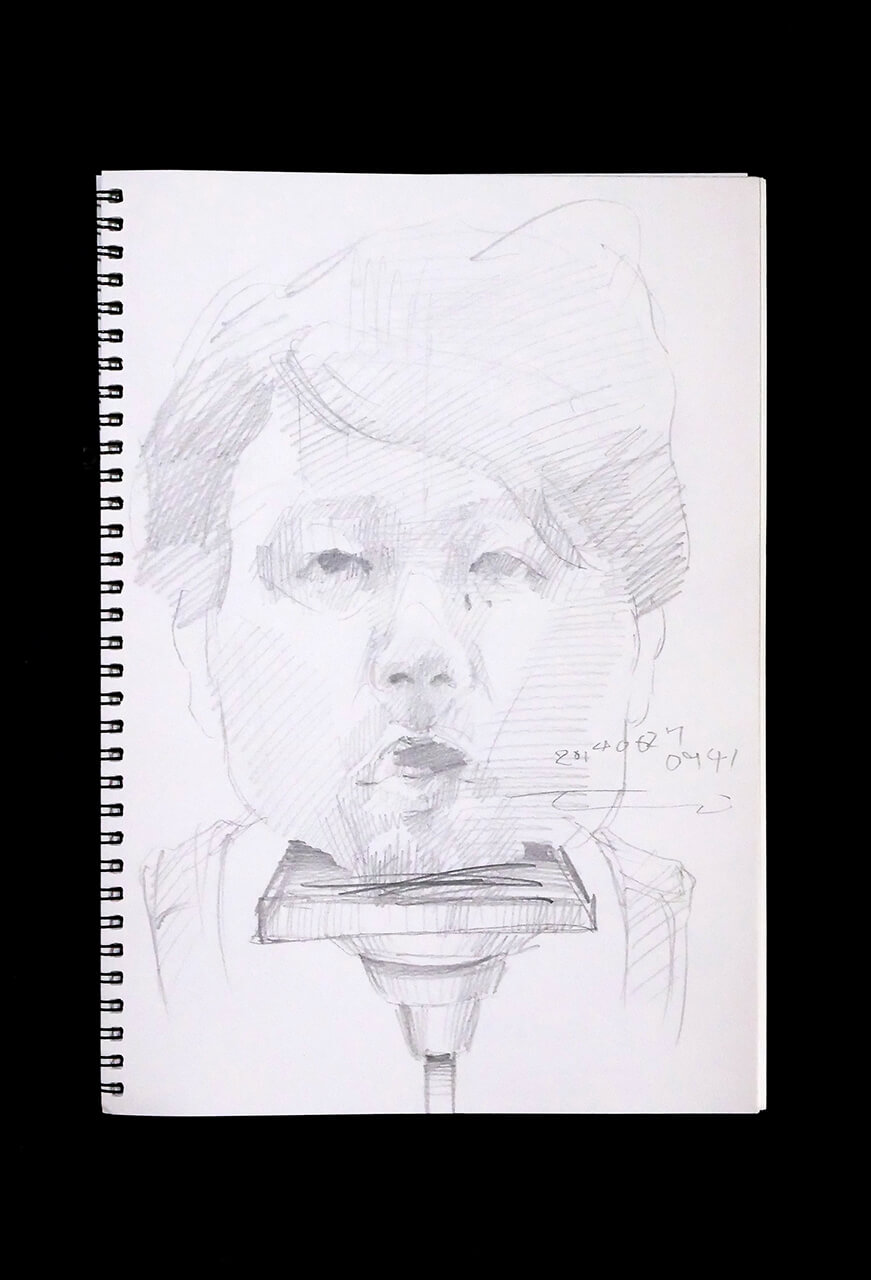Contemporary artist SHINTAKU Tomoni's 2014/6/27 Self-portrait or pencil drawing