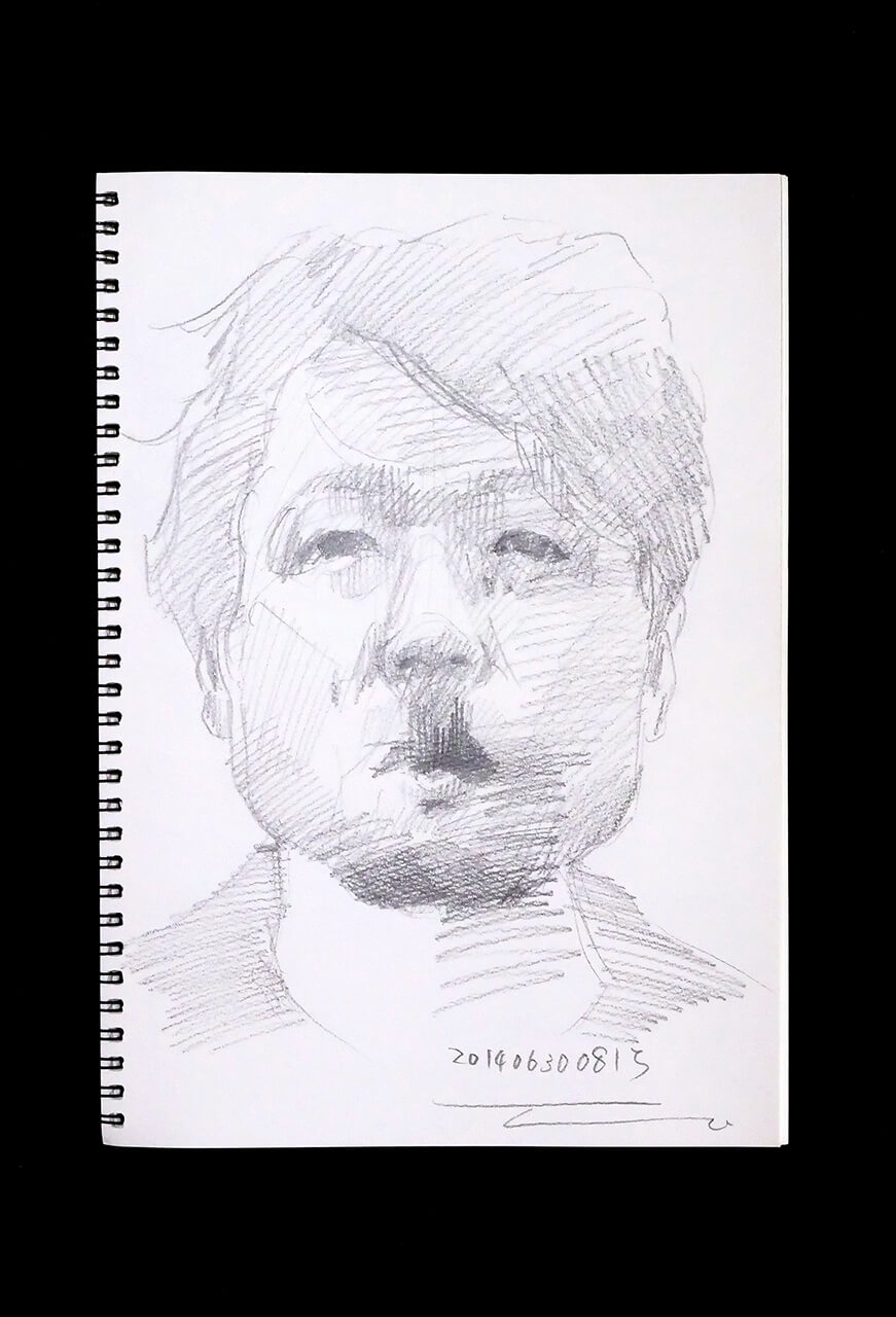 Contemporary artist SHINTAKU Tomoni's 2014/6/30 Self-portrait or pencil drawing