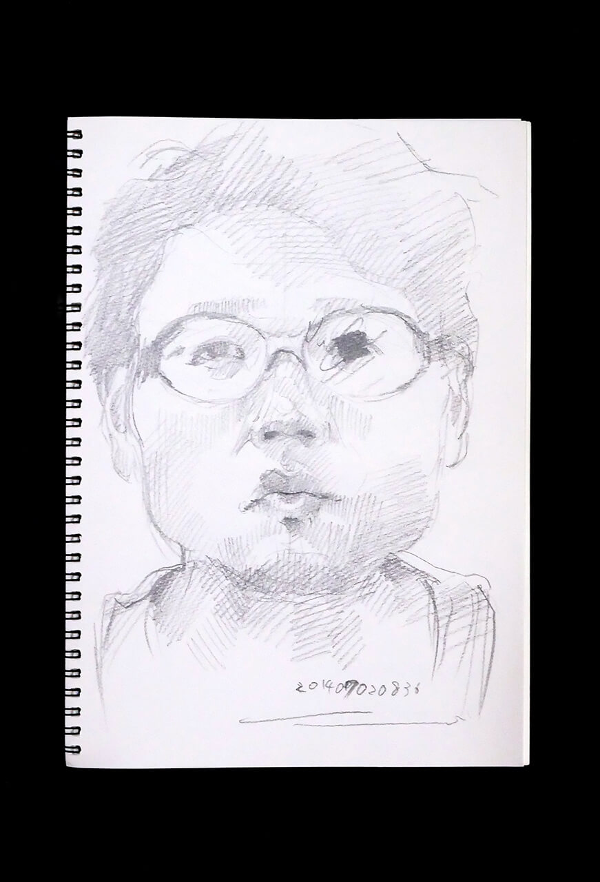 Contemporary artist SHINTAKU Tomoni's 2014/7/2 Self-portrait or pencil drawing