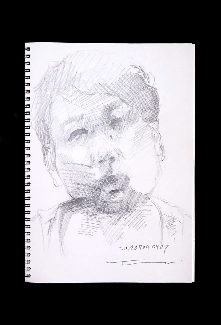Contemporary artist SHINTAKU Tomoni's 2014/7/4 Self-portrait or pencil drawing