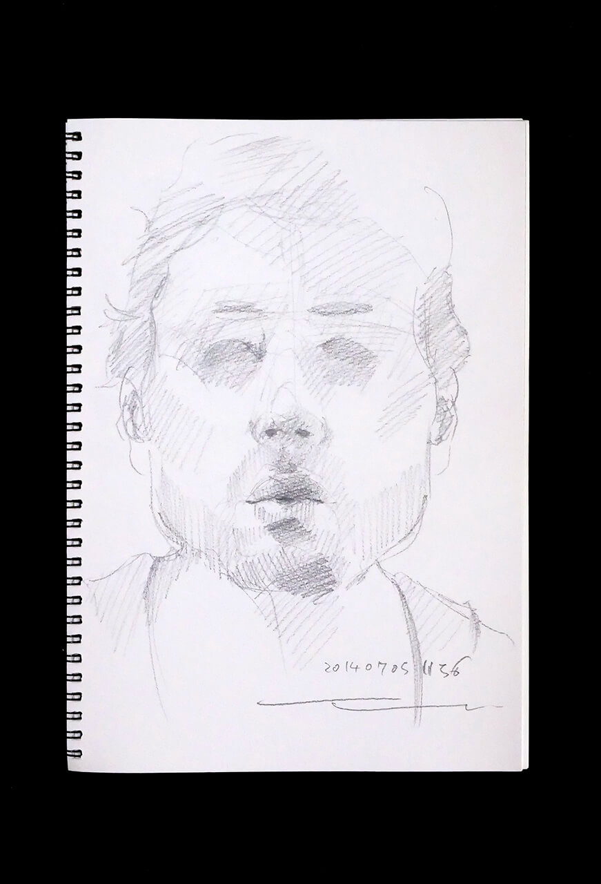 Contemporary artist SHINTAKU Tomoni's 2014/7/5 Self-portrait or pencil drawing