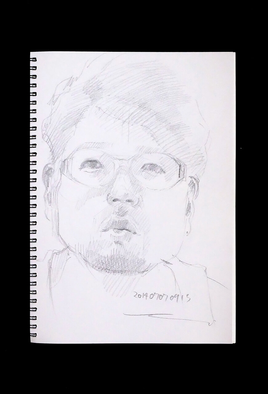 Contemporary artist SHINTAKU Tomoni's 2014/7/7 Self-portrait or pencil drawing
