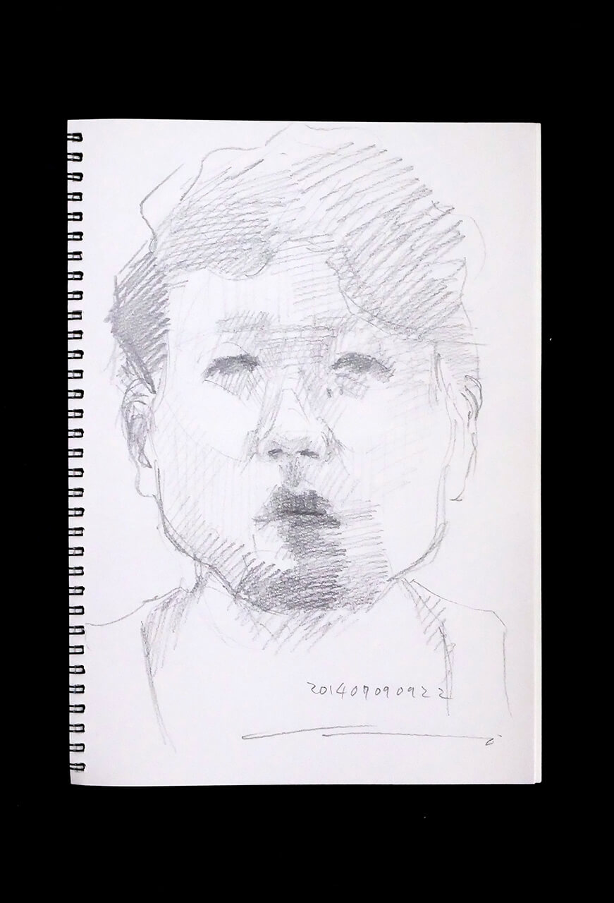 Contemporary artist SHINTAKU Tomoni's 2014/7/9 Self-portrait or pencil drawing