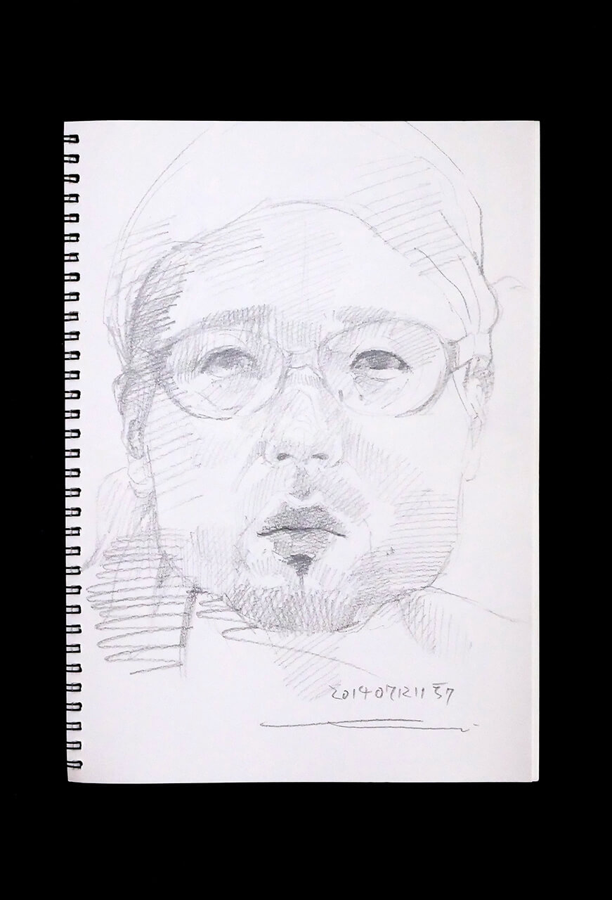 Contemporary artist SHINTAKU Tomoni's 2014/7/12 Self-portrait or pencil drawing