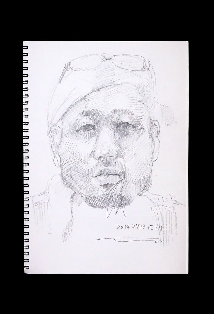 Contemporary artist SHINTAKU Tomoni's 2014/7/13 Self-portrait or pencil drawing