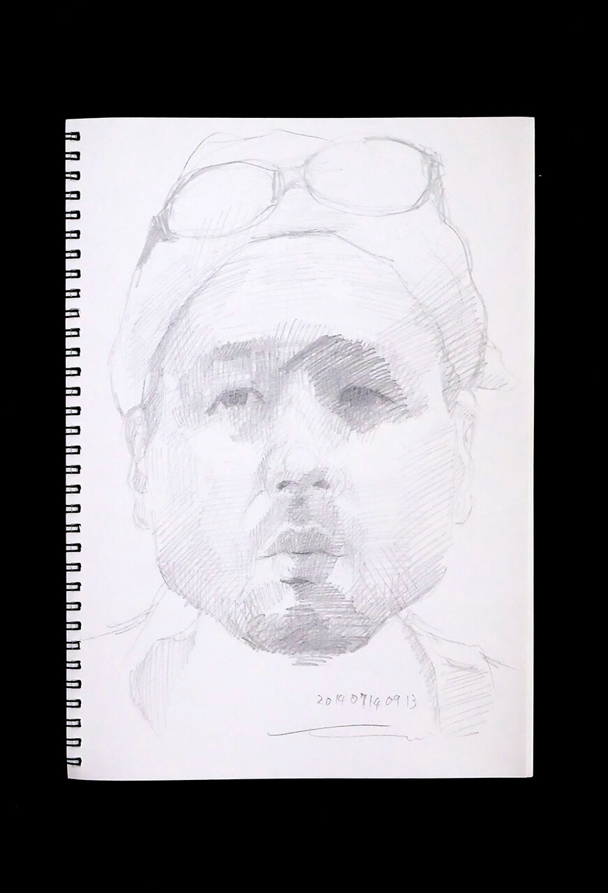 Contemporary artist SHINTAKU Tomoni's 2014/7/14 Self-portrait or pencil drawing