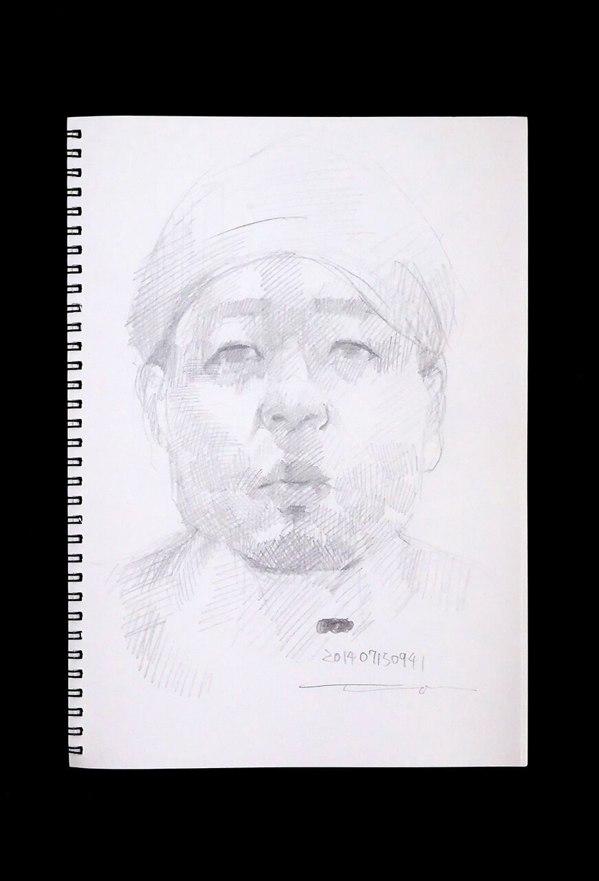 Contemporary artist SHINTAKU Tomoni's 2014/7/15 Self-portrait or pencil drawing