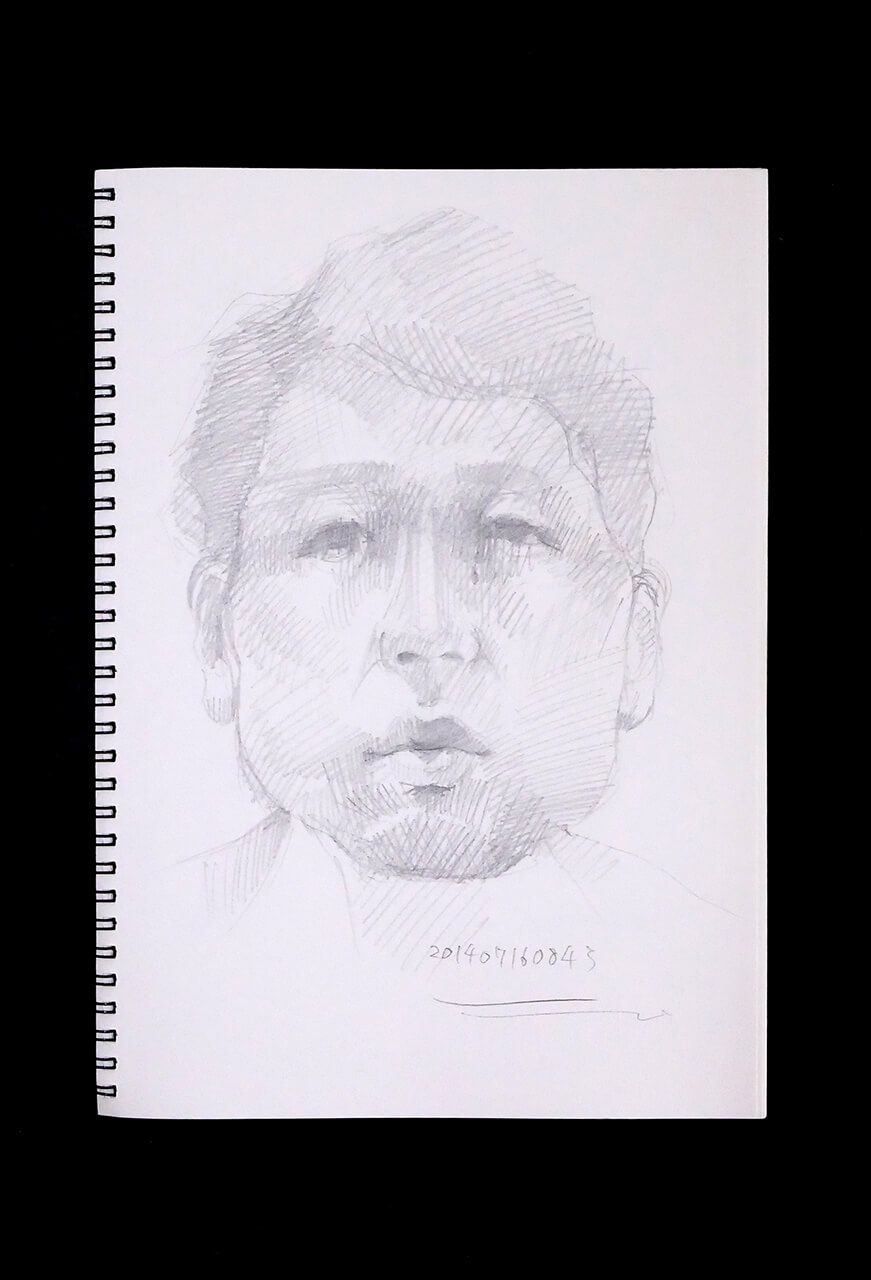 Contemporary artist SHINTAKU Tomoni's 2014/7/16 Self-portrait or pencil drawing