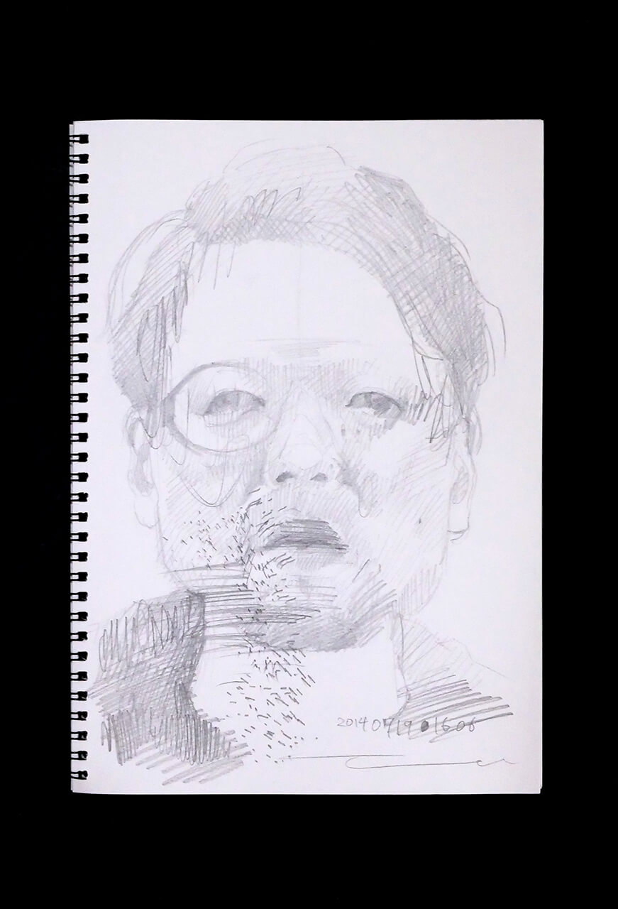Contemporary artist SHINTAKU Tomoni's 2014/7/17 Self-portrait or pencil drawing