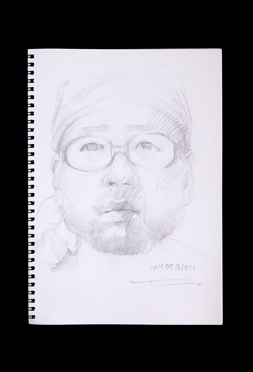 Contemporary artist SHINTAKU Tomoni's 2014/7/18 Self-portrait or pencil drawing