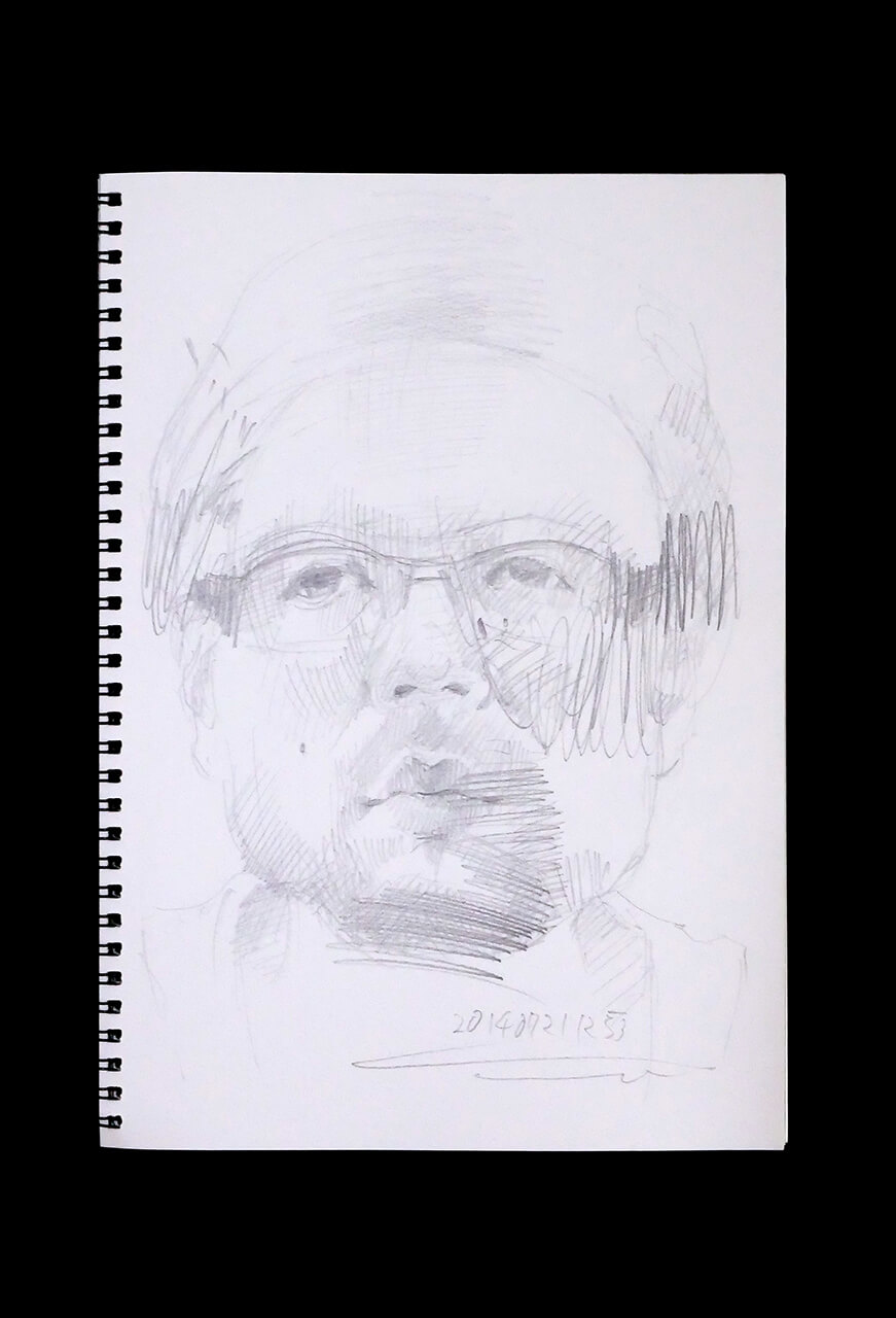 Contemporary artist SHINTAKU Tomoni's 2014/7/21 Self-portrait or pencil drawing