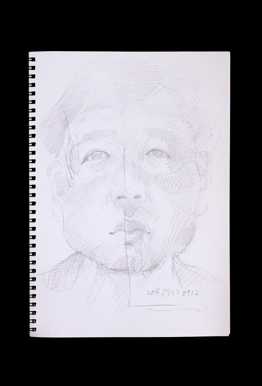 Contemporary artist SHINTAKU Tomoni's 2014/7/22 Self-portrait or pencil drawing