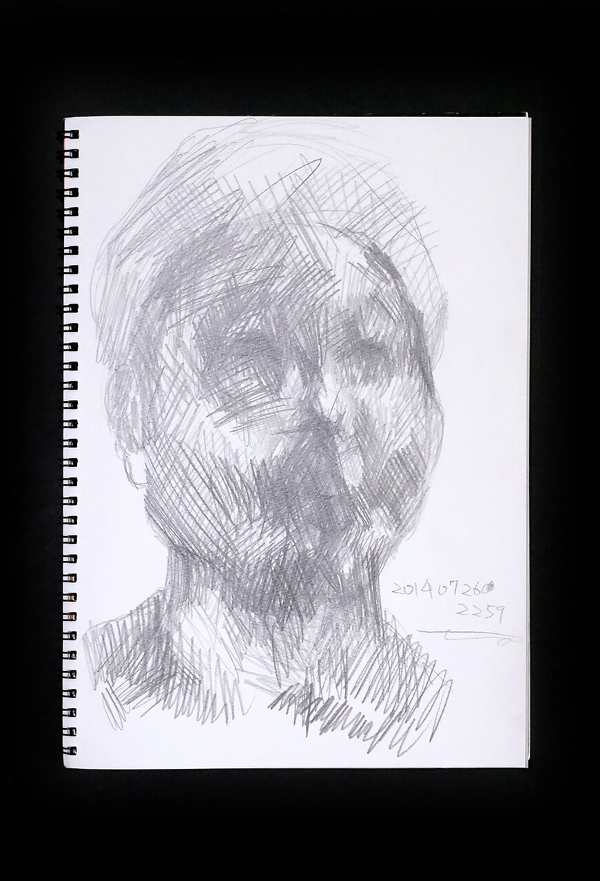 Contemporary artist SHINTAKU Tomoni's 2014/7/26 Self-portrait or pencil drawing