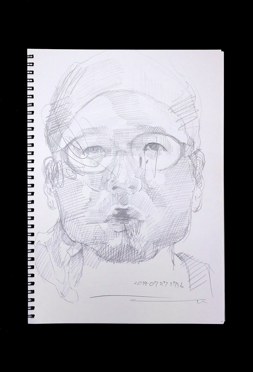 Contemporary artist SHINTAKU Tomoni's 2014/7/27 Self-portrait or pencil drawing